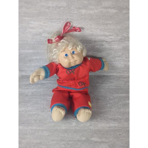 1985 Cabbage Patch Doll Vintage Blonde Blue-Eyed Girl in Sweat Suit